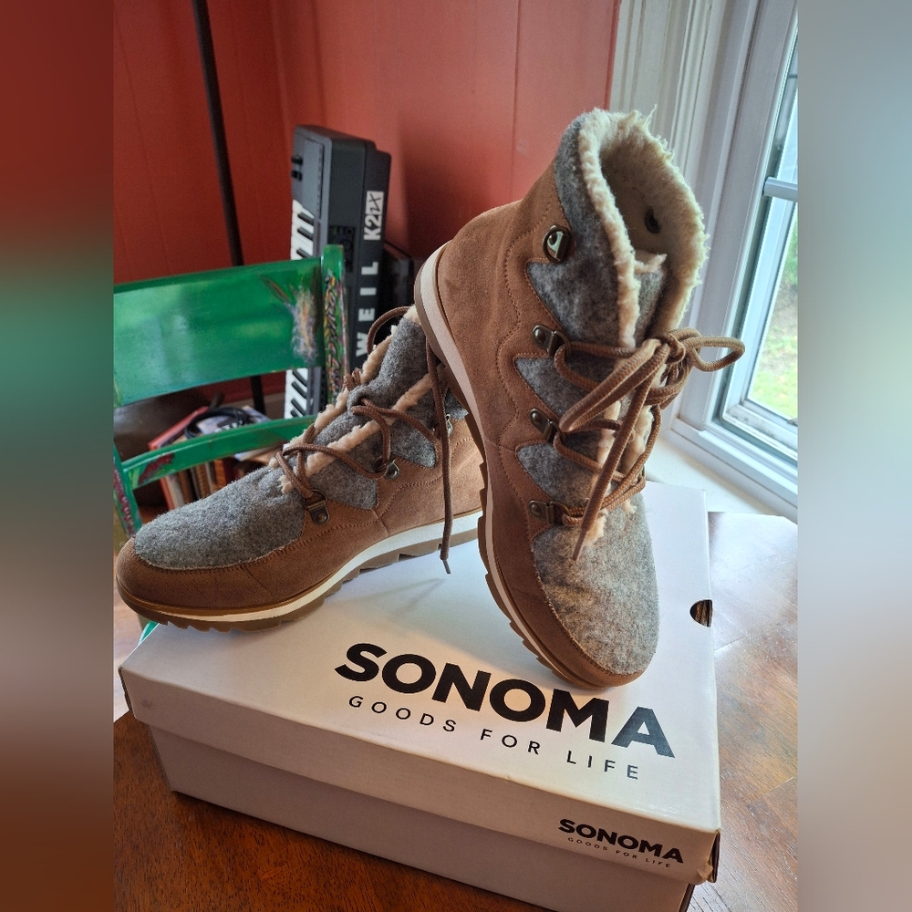 Sonoma Ankle Boots Women's 7 Cognac Orgpington OrthoLite ECO Pre-owned N Box - Picture 2 of 8